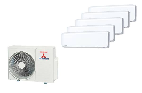 Mitsubishi Klimaanlage Multi-Split: SCM 100 ZS + SRK 35 ZS-WF + 4x SRK 20 ZS-WF