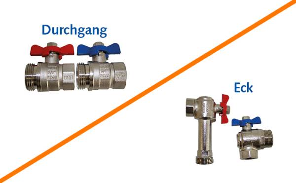 COSMO Kugelhahnset 3/4"IG x 1" AG für FBH Verteiler